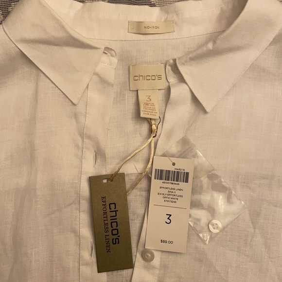 NWT Chico’s Effortless Linen Sina II 3/4 sleeves - Picture 4 of 9